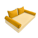 Model-4 - AD108 Twin Contrast Pipe Trim Bolster & Back Pillow Cushion Outdoor SLIP COVER ONLY