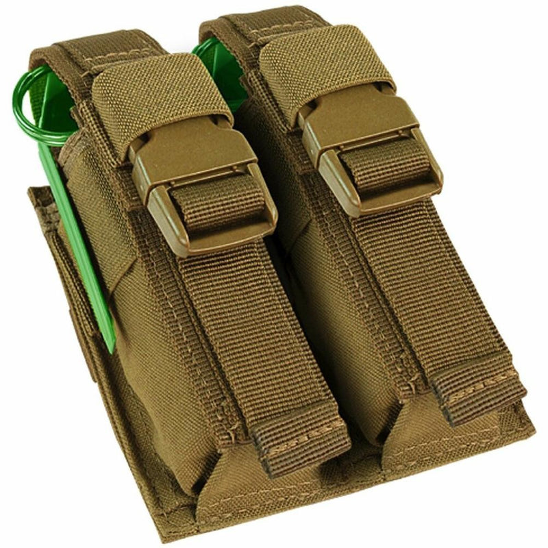 TAN Molle Tactical Double Flash Bang Pouch PALS MAG Bag 2 Grenade Holder