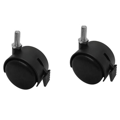 Thread Size 2'' Black PVC Nylon Twin Swivel Casters Wheel w/ Brake - 2 Pc