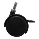 Thread Size 2'' Black PVC Nylon Twin Swivel Casters Wheel w/ Brake - 2 Pc