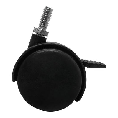 Thread Size 2'' Black PVC Nylon Twin Swivel Casters Wheel w/ Brake - 2 Pc