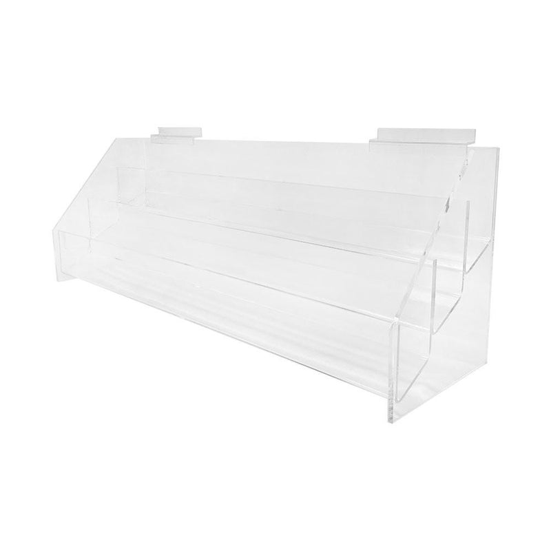 Three Tier Lucite Clear Acrylic Slatwall Bin Store Retail Fixture