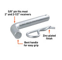 Trailer Hitch Pin & Clip, 5/8" Diameter, Fits 2 or 2-1/2" Receiver
