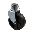 Durable 6" caster wheel for trailer jack with swivel mount and safety pin.