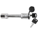 Close-up of universal hitch receiver lock pin and included keys

