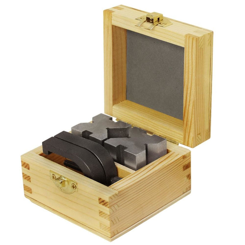V-Block and Clamp Set Hardened Steel 90 Degree Angle 1 5/8" x 1 1/4" x 1 1/4"