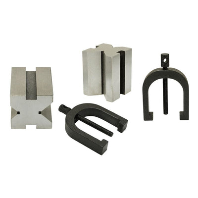 V-Block and Clamp Set Hardened Steel 90 Degree Angle 1 5/8" x 1 1/4" x 1 1/4"