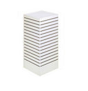 24” x 24” x 54” White Slatwall Tower Display Unit, 4-Sided Retail Store Merchandising Fixture for Boutique, Gift Shop & Commercial Floor Display