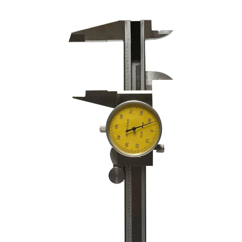 Yellow - 4 Way Dial Caliper 6" Stainless Steel Shock Proof 0.001"