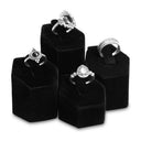 4 Ring Black Velvet Pedestal Display Stand – Jewelry Holder with Metal Ring Clips for Retail, Boutique & Showcase Displays