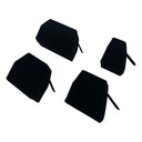 4 Ring Black Velvet Pedestal Display Stand – Jewelry Holder with Metal Ring Clips for Retail, Boutique & Showcase Displays