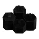 4 Ring Black Velvet Pedestal Display Stand – Jewelry Holder with Metal Ring Clips for Retail, Boutique & Showcase Displays