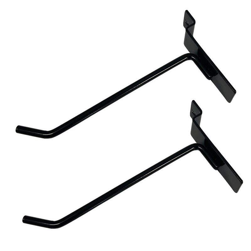 6" Slatwall Hooks, Black, Hanger Display,Display Panel Hooks Wire Metal 2Pc Set