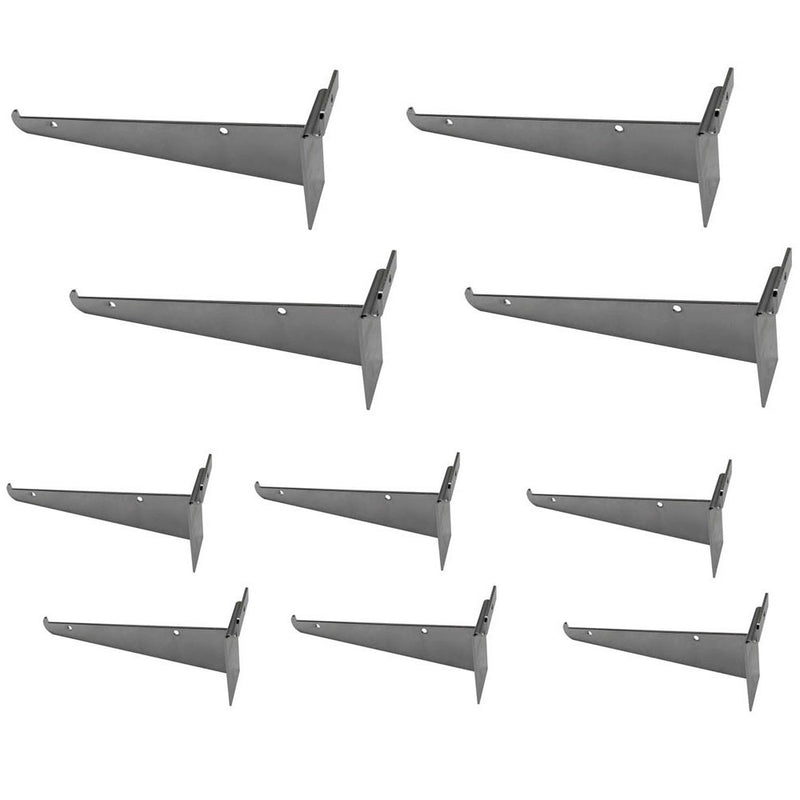 8" Slatwall Shelf Bracket, Chrome, Hanger Display Panel Shelf 10 Pc Set