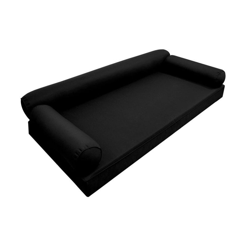 *COVER ONLY*-Model-6 Outdoor Daybed Mattress Bolster Pillow Slipcovers Pipe Trim Queen Size-AD109