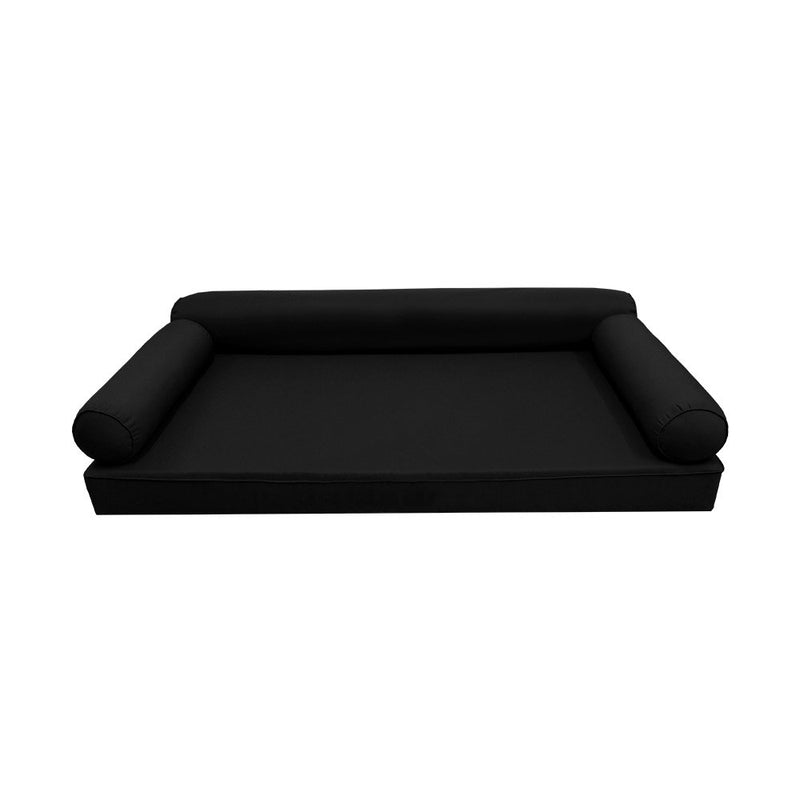 *COVER ONLY*-Model-6 Outdoor Daybed Mattress Bolster Pillow Slipcovers Pipe Trim Queen Size-AD109