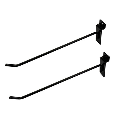 10" Slatwall Hooks, Black, Hanger Display,Display Panel Hooks Wire Metal 2Pc Set
