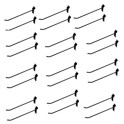 10" Slatwall Hooks,Black,Hanger Display,Display Panel Hooks Wire Metal 24 Pc Set
