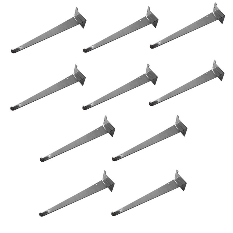 12" Slatwall Shelf Bracket, Chrome, Hanger Display Panel Shelf 10 Pc Set