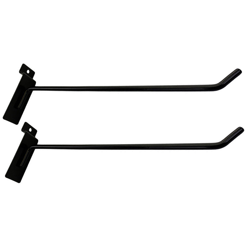 12" Slatwall Hooks, Black, Hanger Display,Display Panel Hooks Wire Metal 2Pc Set