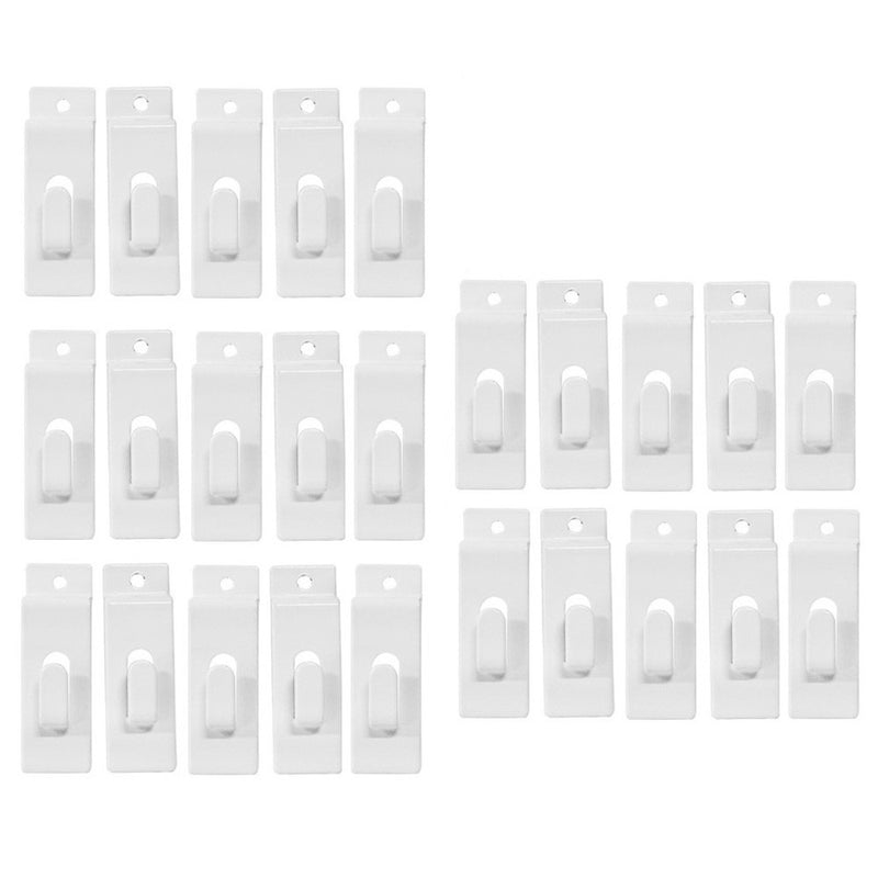 Single Notch Hook Slatwall Hooks, WHITE, 25 Pc Set