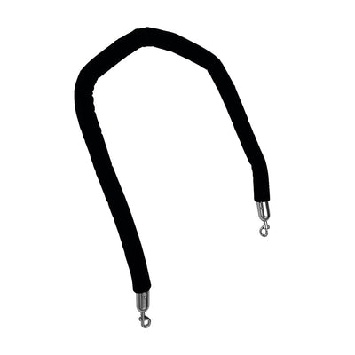 5 Ft Black Velvet Hanging Stanchion Rope Foam Core, Polished Steel Snap Ends