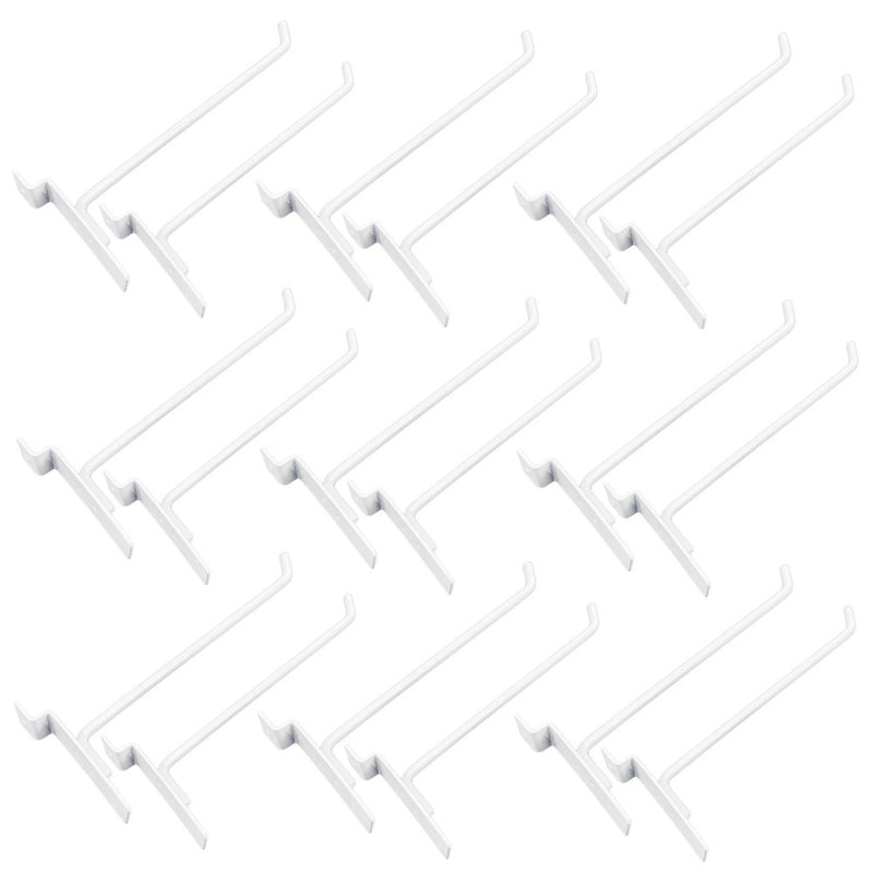 8" Slatwall Hooks,White, Hanger Display,Display Panel Hooks Wire Metal 24 Pc Set