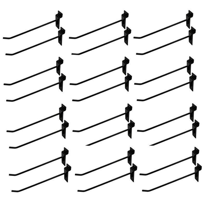 8" Slatwall Hooks, Black, Hanger Display,Display Panel Hooks Wire Metal 24Pc Set