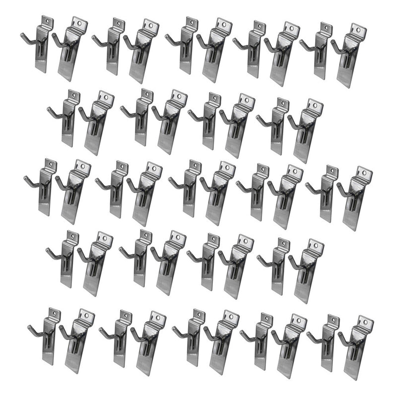 1" Slatwall Hooks,Chrome,Hanger Display,Display Panel Hooks Wire Metal 50 Pc Set