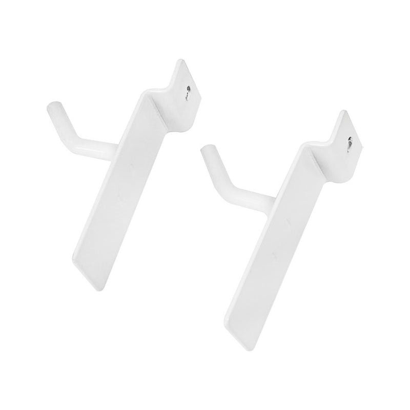 1" Slatwall Hooks, White, Hanger Display,Display Panel Hooks Wire Metal 2Pc Set