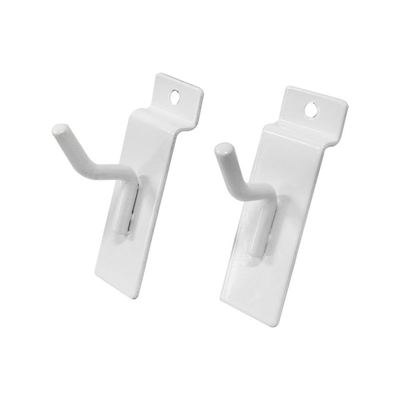 1" Slatwall Hooks, White, Hanger Display,Display Panel Hooks Wire Metal 2Pc Set