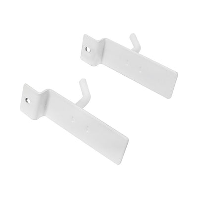 1" Slatwall Hooks, White, Hanger Display,Display Panel Hooks Wire Metal 2Pc Set