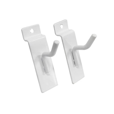 1" Slatwall Hooks, White, Hanger Display,Display Panel Hooks Wire Metal 2Pc Set