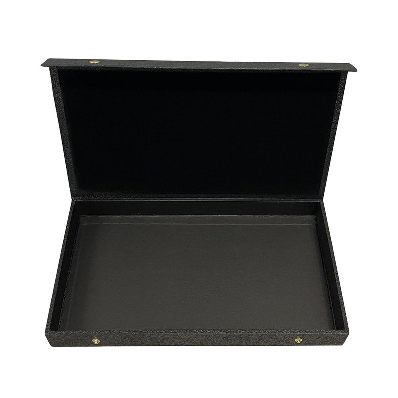 Black Leatherette Jewelry Box Double Snap Lid Jewelry Tray Case 1.5" Deep