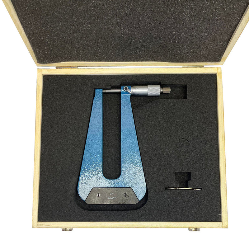 0-1" Precision Deep Throat Micrometer Carbide .0001" 6" Deep