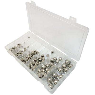 150  PC Stainless Steel Metric Hex Cap Nut Assortment