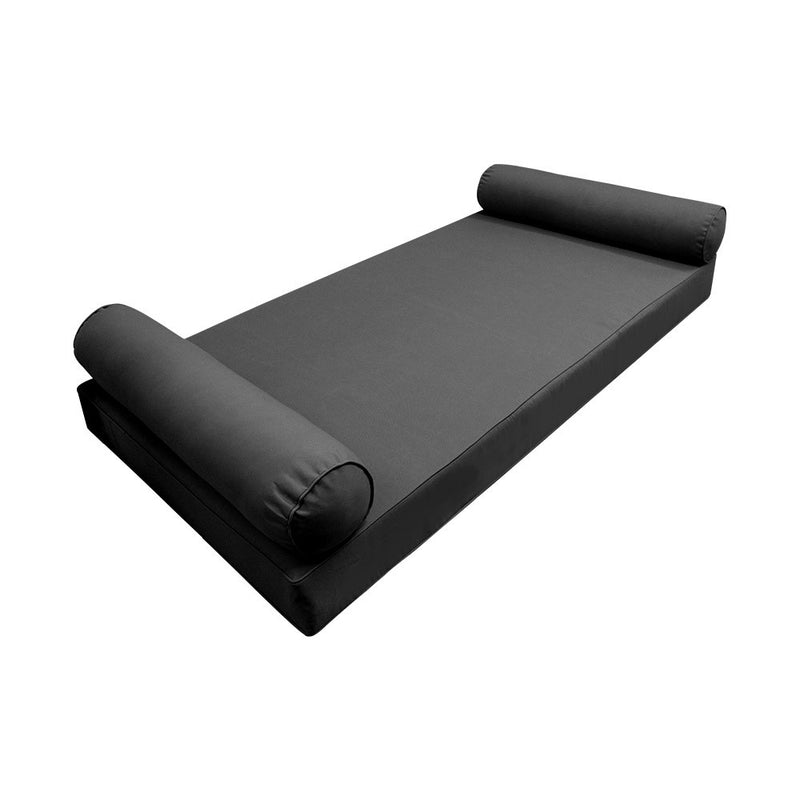 Model-5 AD003 Twin-XL Size 3PC Pipe Trim Outdoor Daybed Mattress Cushion Bolster Pillow Complete Set