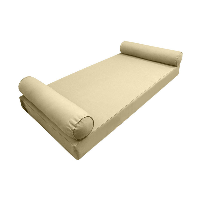 Model-5 AD103 Queen Size 3PC Pipe Trim Outdoor Daybed Mattress Cushion Bolster Pillow Complete Set