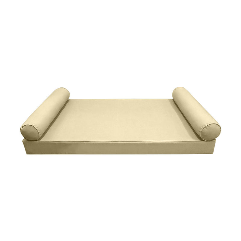 Model-5 AD103 Queen Size 3PC Pipe Trim Outdoor Daybed Mattress Cushion Bolster Pillow Complete Set