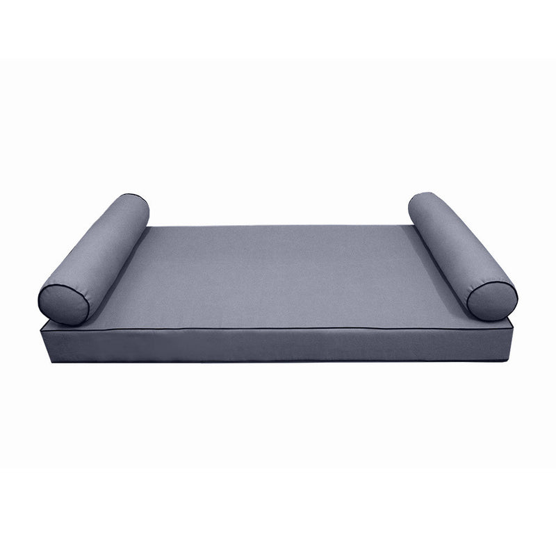 Model-5 AD001 Crib Size 3PC Contrast Pipe Outdoor Daybed Mattress Cushion Bolster Pillow Complete Set