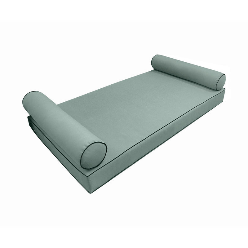 Model-5 AD002 Crib Size 3PC Contrast Pipe Outdoor Daybed Mattress Cushion Bolster Pillow Complete Set