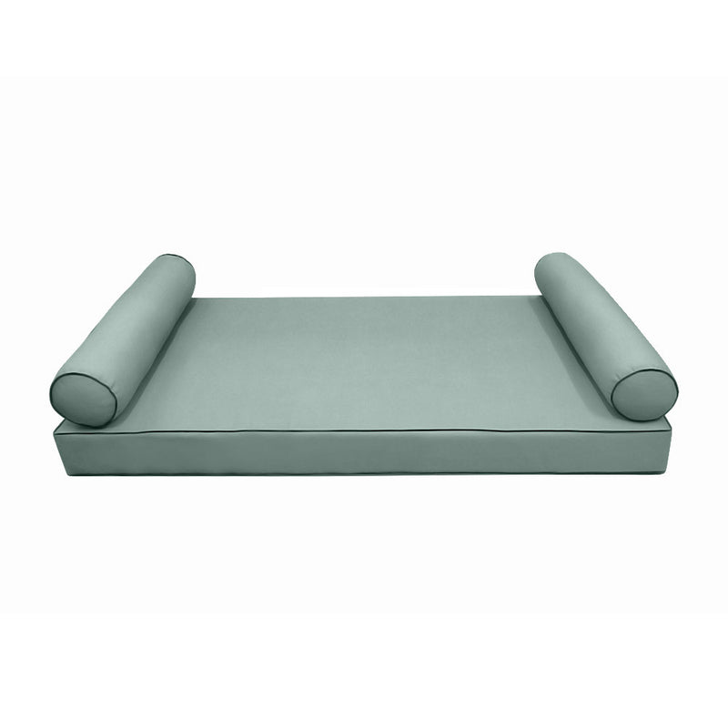 Model-5 AD002 Crib Size 3PC Contrast Pipe Outdoor Daybed Mattress Cushion Bolster Pillow Complete Set
