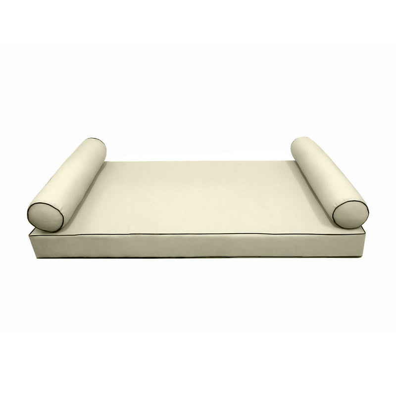 Model-5 AD005 Crib Size 3PC Contrast Pipe Outdoor Daybed Mattress Cushion Bolster Pillow Complete Set