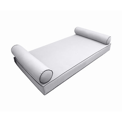 Model-5 AD105 Crib Size 3PC Contrast Pipe Outdoor Daybed Mattress Cushion Bolster Pillow Complete Set