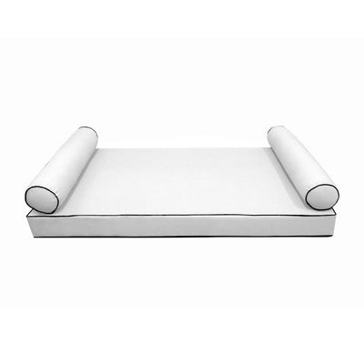 Model-5 AD106 Crib Size 3PC Contrast Pipe Outdoor Daybed Mattress Cushion Bolster Pillow Complete Set