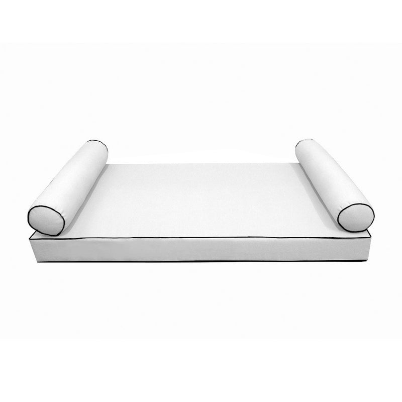 Model-5 AD106 Crib Size 3PC Contrast Pipe Outdoor Daybed Mattress Cushion Bolster Pillow Complete Set