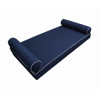 Model-5 AD101 Twin Size 3PC Contrast Pipe Outdoor Daybed Mattress Cushion Bolster Pillow Complete Set