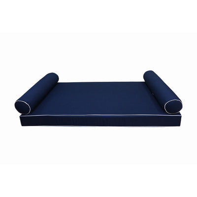 Model-5 AD101 Twin Size 3PC Contrast Pipe Outdoor Daybed Mattress Cushion Bolster Pillow Complete Set