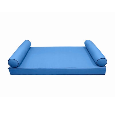 Model-5 AD102 Twin Size 3PC Contrast Pipe Outdoor Daybed Mattress Cushion Bolster Pillow Complete Set
