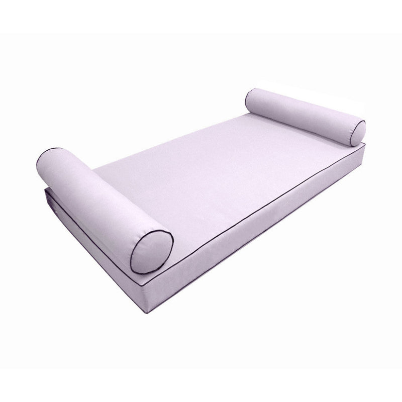Model-5 AD107 Twin Size 3PC Contrast Pipe Outdoor Daybed Mattress Cushion Bolster Pillow Complete Set
